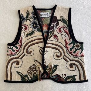 Kokopelli Women's Vest Size XL Beige Floral Southwestern Knit Y2K Vintage